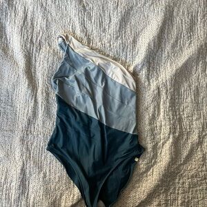 Summersalt Sidestroke Blue and White Swimsuit